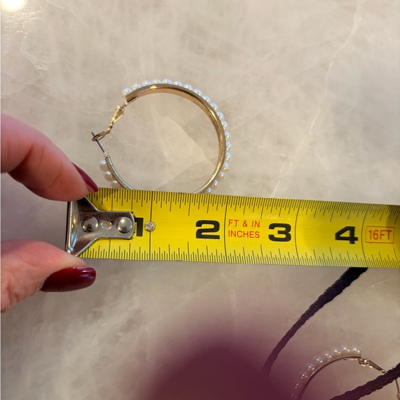 Elegant Pearl 2” Hoop Earrings - Picture 4 of 4